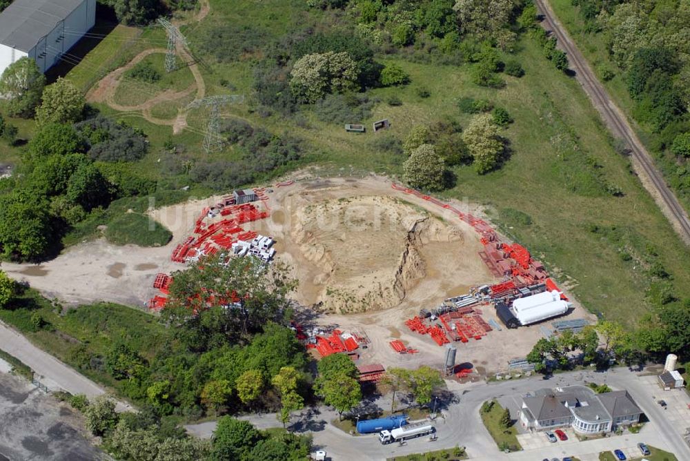 Rüdersdorf von oben - Baustelle Neubau Müllkraftwerk Rüdersdorf