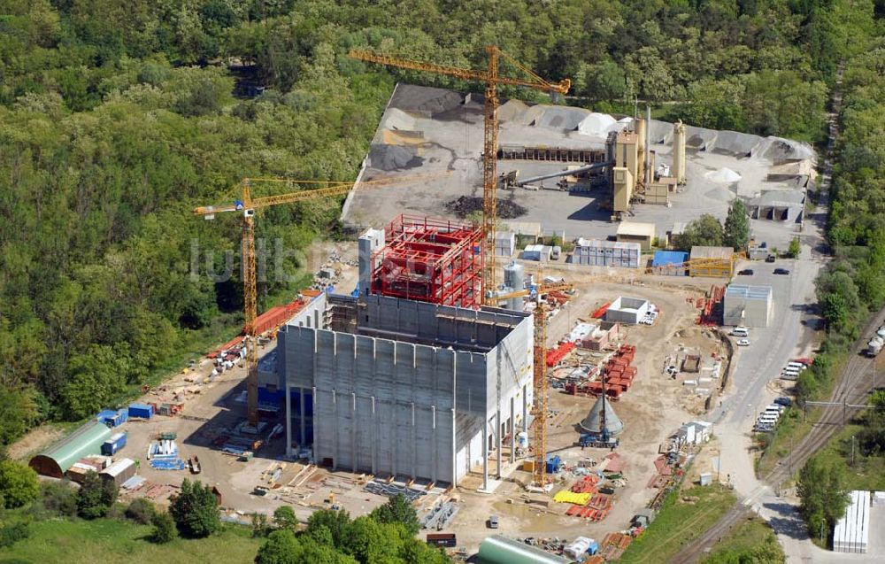 Rüdersdorf aus der Vogelperspektive: Baustelle Neubau Müllkraftwerk Rüdersdorf