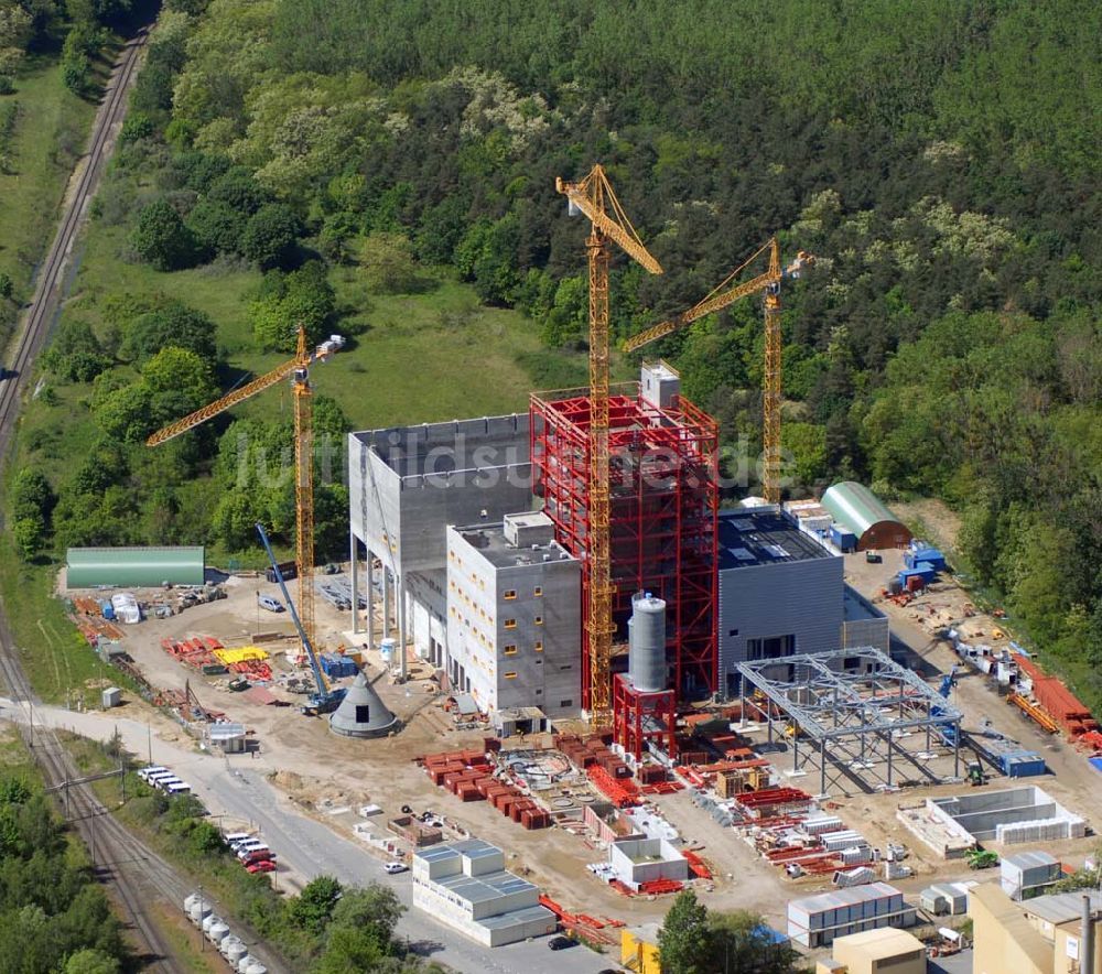 Luftaufnahme Rüdersdorf - Baustelle Neubau Müllkraftwerk Rüdersdorf