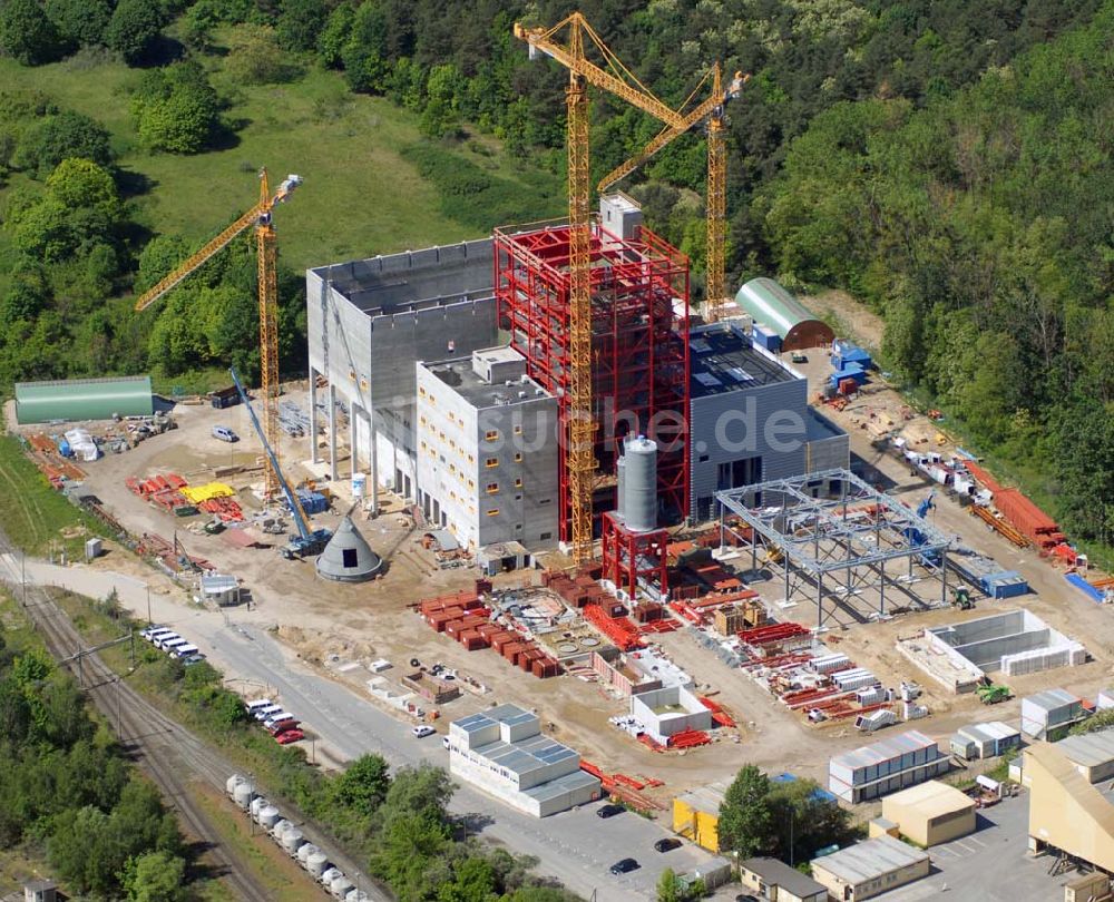 Rüdersdorf von oben - Baustelle Neubau Müllkraftwerk Rüdersdorf