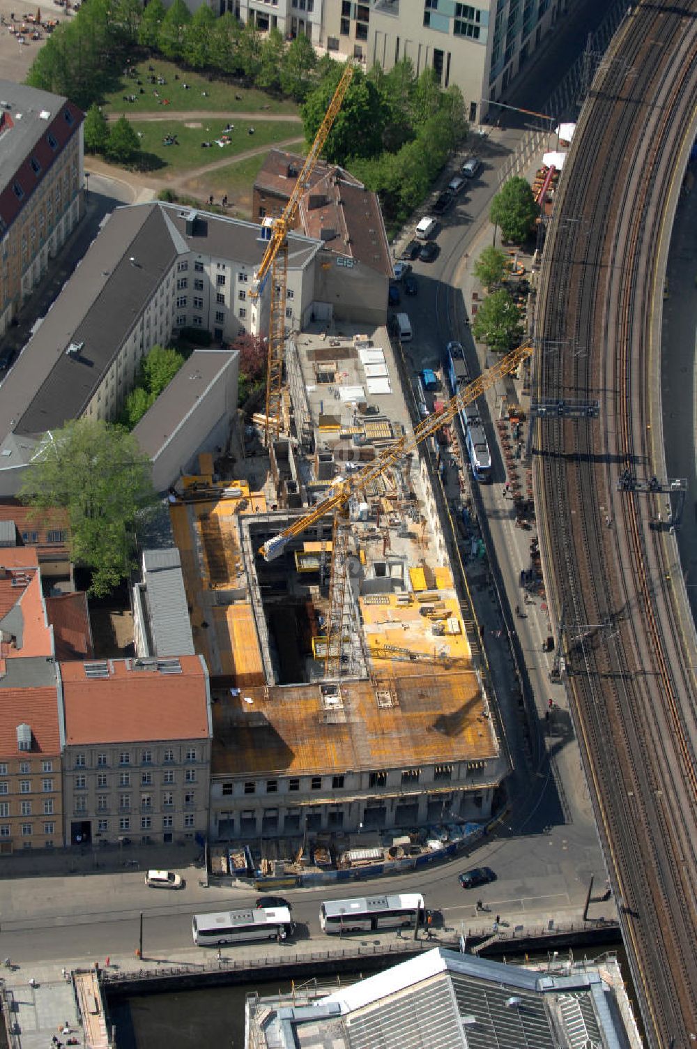 Luftbild Berlin - Baustelle Neubau Pergamon Palais in Berlin-Mitte