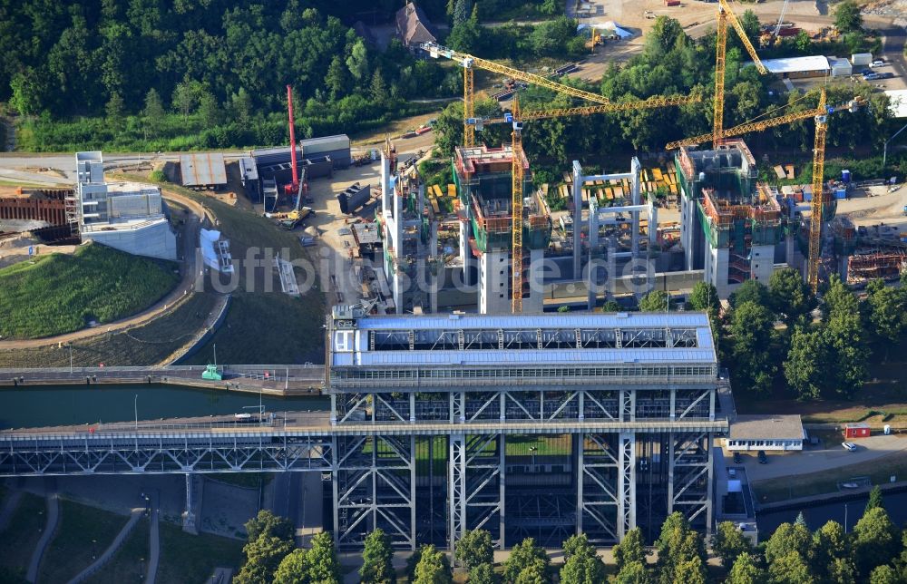 Luftbild Niederfinow - Baustelle vom Neubau des Schiffshebewerk Niederfinow Nord im Bundesland Brandenburg