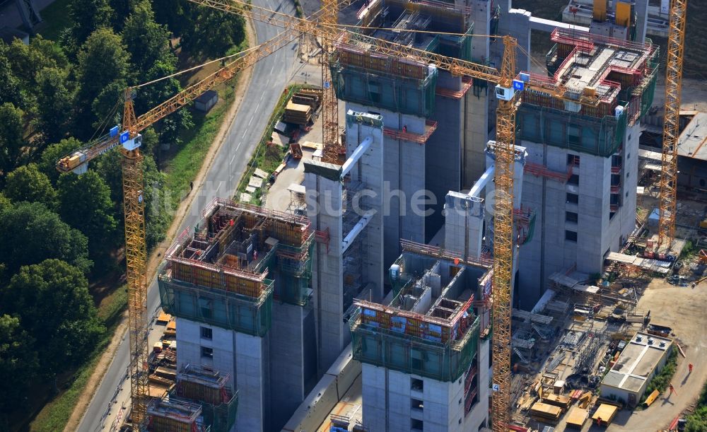 Niederfinow aus der Vogelperspektive: Baustelle vom Neubau des Schiffshebewerk Niederfinow Nord im Bundesland Brandenburg