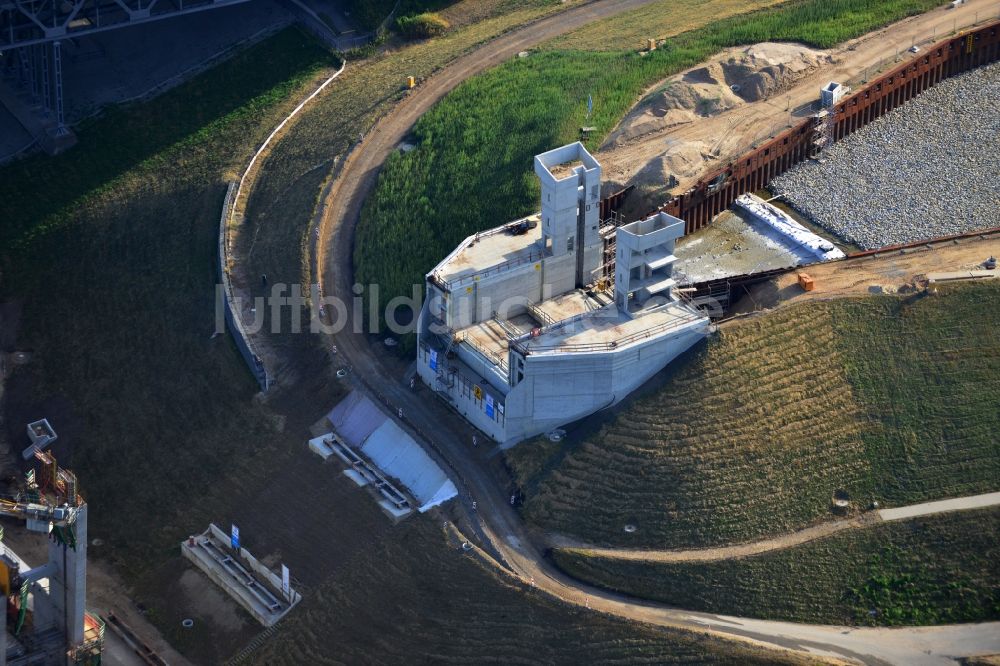 Niederfinow von oben - Baustelle vom Neubau des Schiffshebewerk Niederfinow Nord im Bundesland Brandenburg