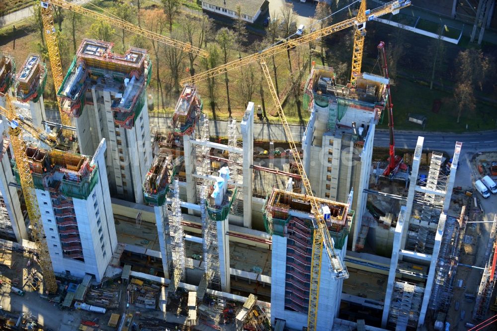 Niederfinow von oben - Baustelle vom Neubau des Schiffshebewerk Niederfinow Nord im Bundesland Brandenburg