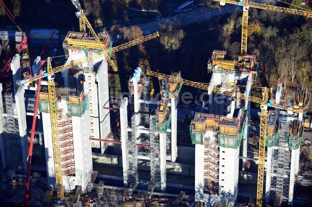 Luftaufnahme Niederfinow - Baustelle vom Neubau des Schiffshebewerk Niederfinow Nord im Bundesland Brandenburg