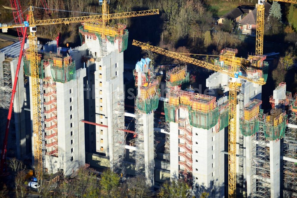 Niederfinow von oben - Baustelle vom Neubau des Schiffshebewerk Niederfinow Nord im Bundesland Brandenburg