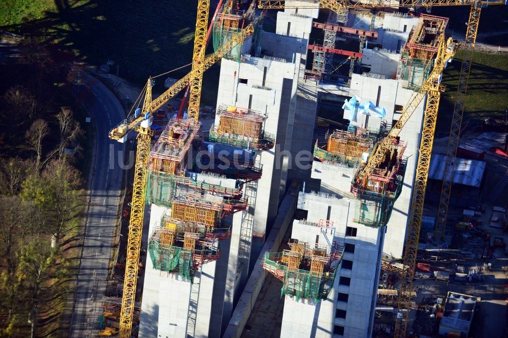 Niederfinow aus der Vogelperspektive: Baustelle vom Neubau des Schiffshebewerk Niederfinow Nord im Bundesland Brandenburg