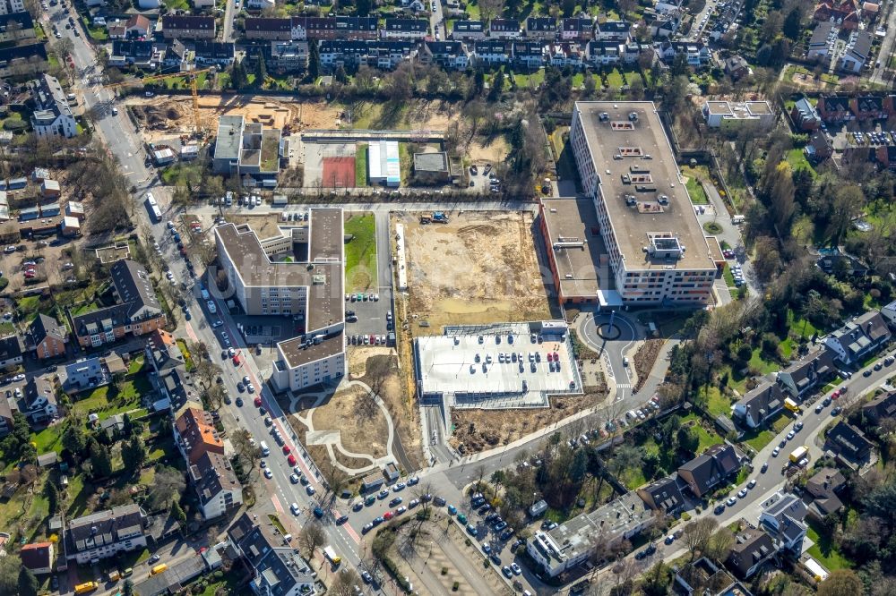 Düsseldorf aus der Vogelperspektive: Baustelle vom Neubau eines Seniorenzentrums im Ortsteil Gerresheim in Düsseldorf im Bundesland Nordrhein-Westfalen, Deutschland