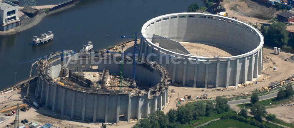 Luftbild Hamburg - Baustelle vom Neubau Steinkohlekraftwerk Moorburg an der Elbe in Hamburg