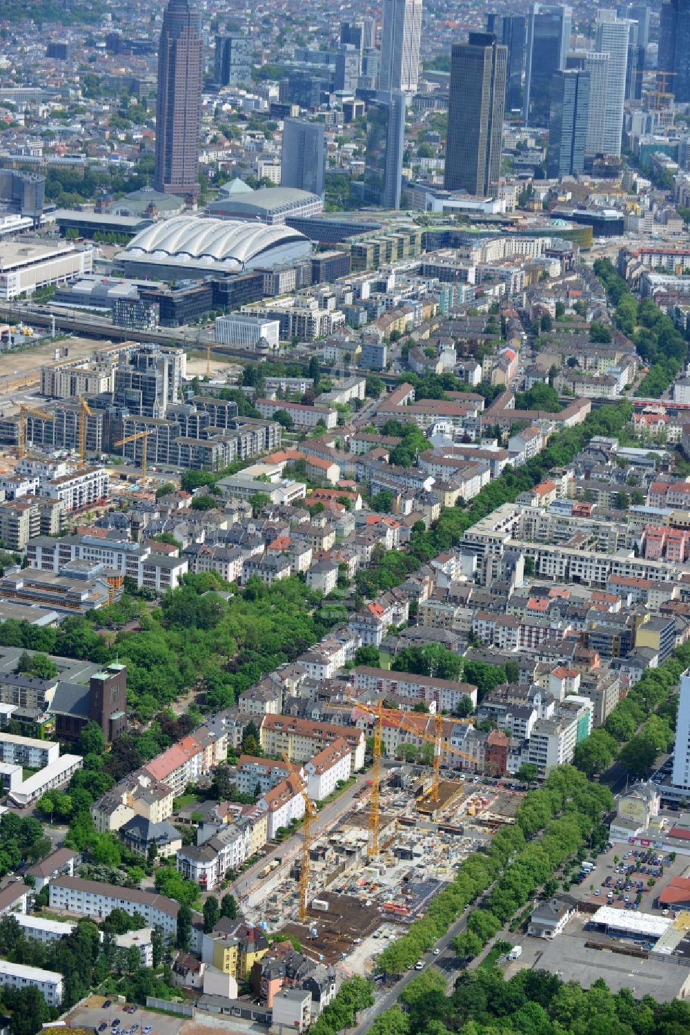 Luftbild Frankfurt am Main - Baustelle Neubau Wohnanlage Alea im Gallus in Frankfurt am Main im Bundesland Hessen