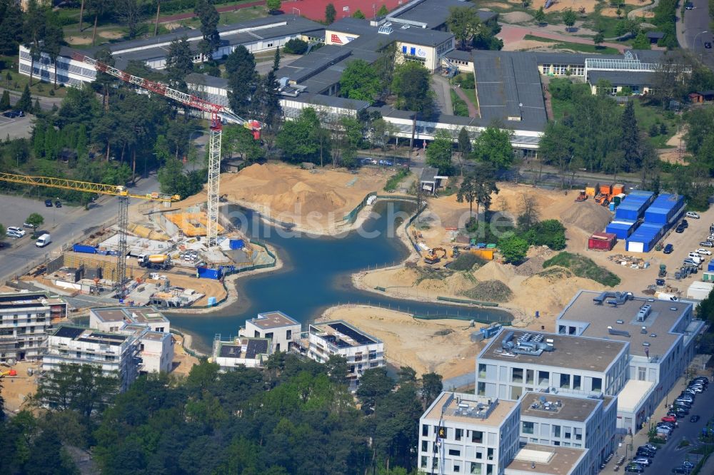 Berlin Dahlem von oben - Baustelle Neubau Wohnanlage Fünf Morgen Dahlem Urban Village der STOFANEL Gruppe in Berlin - Dahlem