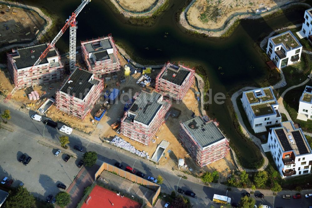 Berlin von oben - Baustelle Neubau Wohnanlage Fünf Morgen Dahlem Urban Village der STOFANEL Gruppe in Berlin - Dahlem