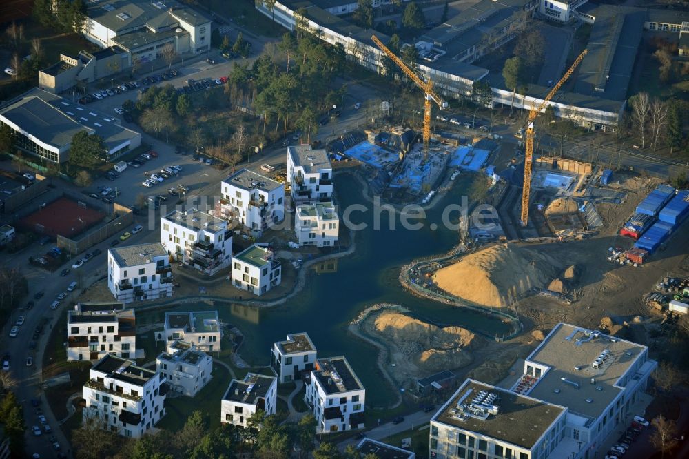 Luftaufnahme Berlin - Baustelle Neubau Wohnanlage Fünf Morgen Dahlem Urban Village der STOFANEL Gruppe in Berlin - Dahlem