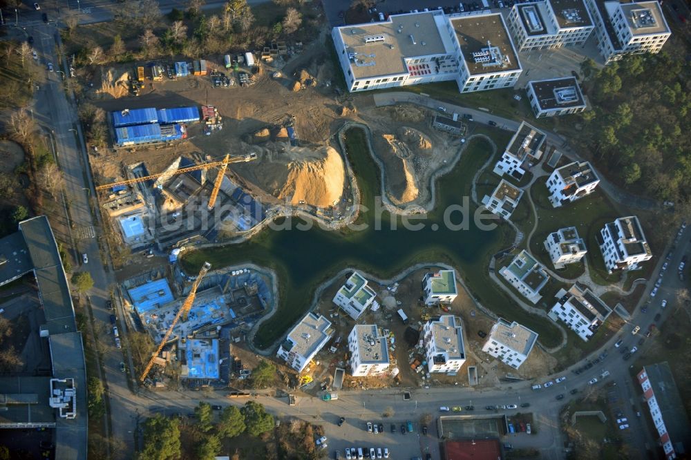 Luftaufnahme Berlin - Baustelle Neubau Wohnanlage Fünf Morgen Dahlem Urban Village der STOFANEL Gruppe in Berlin - Dahlem