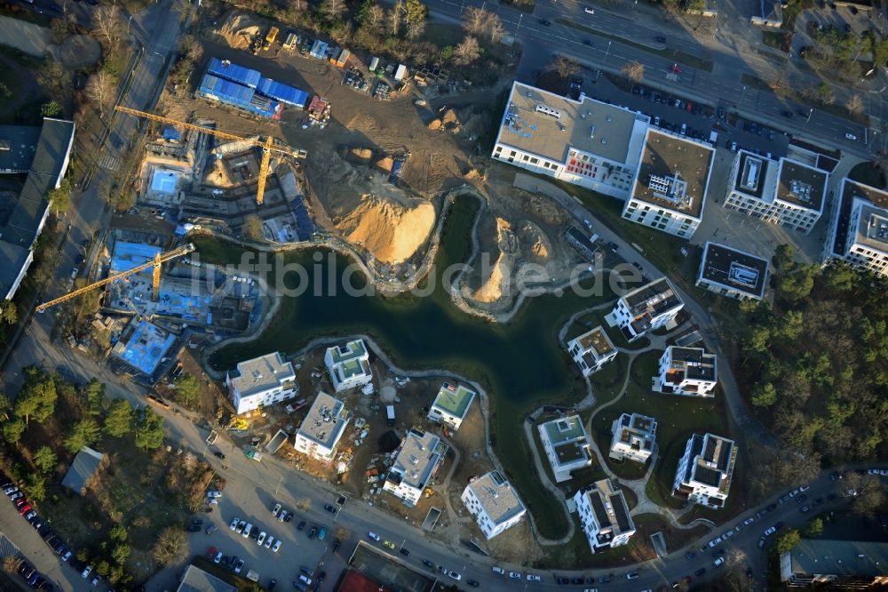 Berlin von oben - Baustelle Neubau Wohnanlage Fünf Morgen Dahlem Urban Village der STOFANEL Gruppe in Berlin - Dahlem