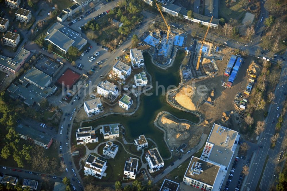 Luftaufnahme Berlin - Baustelle Neubau Wohnanlage Fünf Morgen Dahlem Urban Village der STOFANEL Gruppe in Berlin - Dahlem