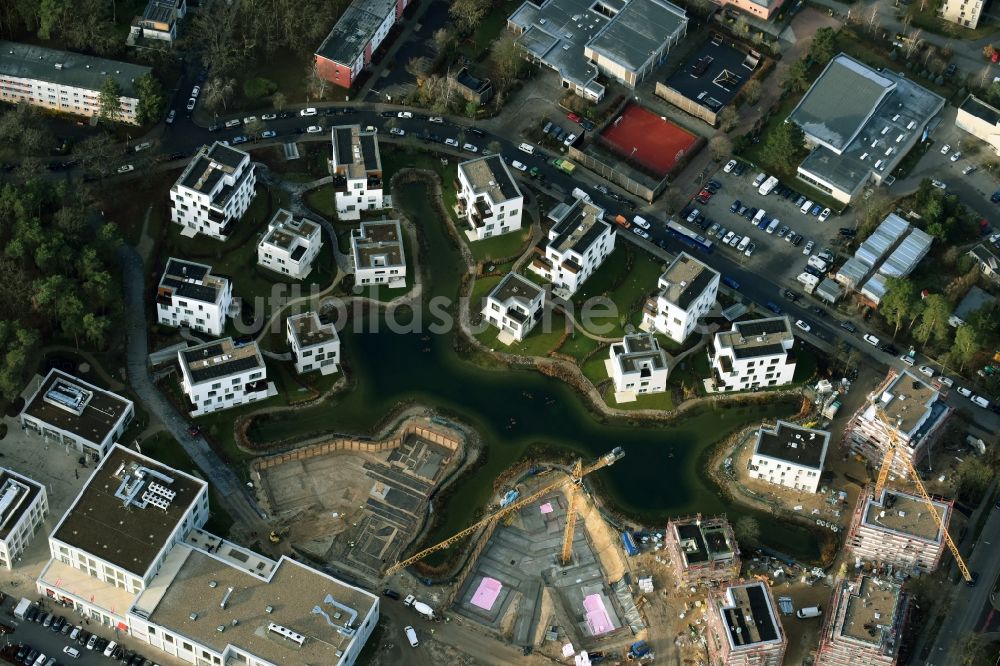 Berlin von oben - Baustelle Neubau Wohnanlage Fünf Morgen Dahlem Urban Village der STOFANEL Gruppe in Berlin - Dahlem