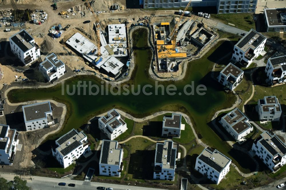 Luftaufnahme Berlin - Baustelle Neubau Wohnanlage Fünf Morgen Dahlem Urban Village der STOFANEL Gruppe in Berlin - Dahlem