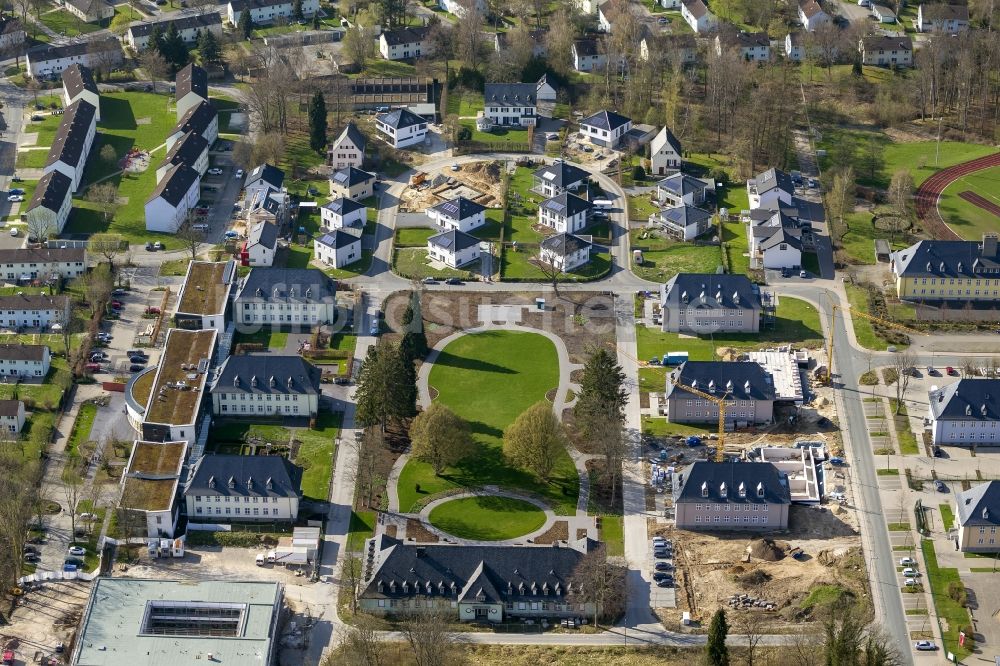 Luftaufnahme Detmold - Baustelle im Neubaugebiet der ehemaligen Kaserne Hobart Barracks im Stadtteil Detmold-Nord im Bundesland Nordrhein-Westfalen