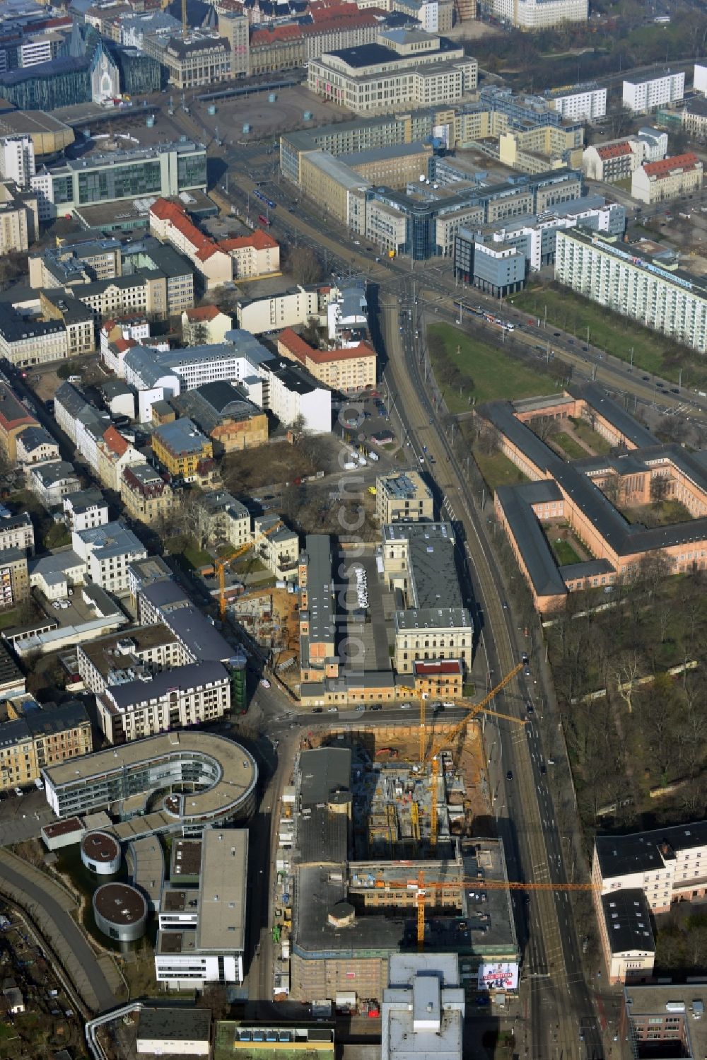 Leipzig aus der Vogelperspektive: Baustelle des Neubauprojekt LKG Carré in Leipzig im Bundesland Sachsen