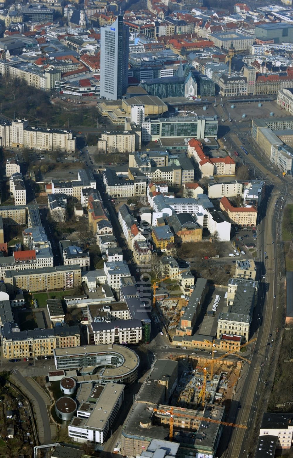 Luftaufnahme Leipzig - Baustelle des Neubauprojekt LKG Carré in Leipzig im Bundesland Sachsen