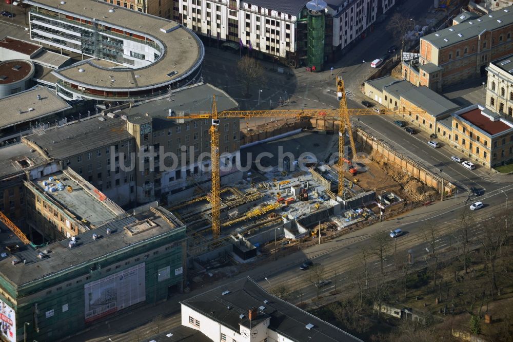 Leipzig von oben - Baustelle des Neubauprojekt LKG Carré in Leipzig im Bundesland Sachsen