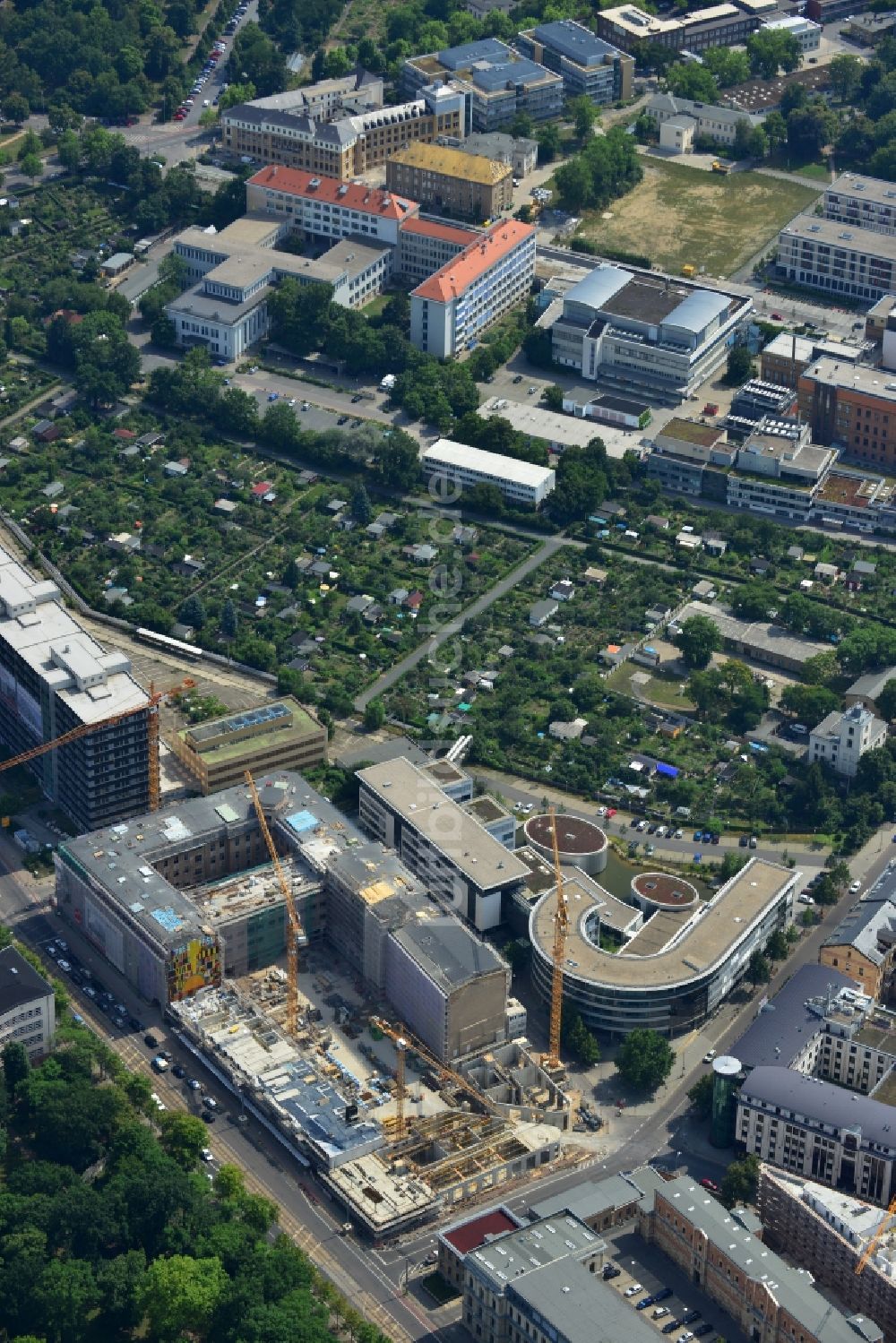 Leipzig von oben - Baustelle des Neubauprojekt LKG Carré in Leipzig im Bundesland Sachsen