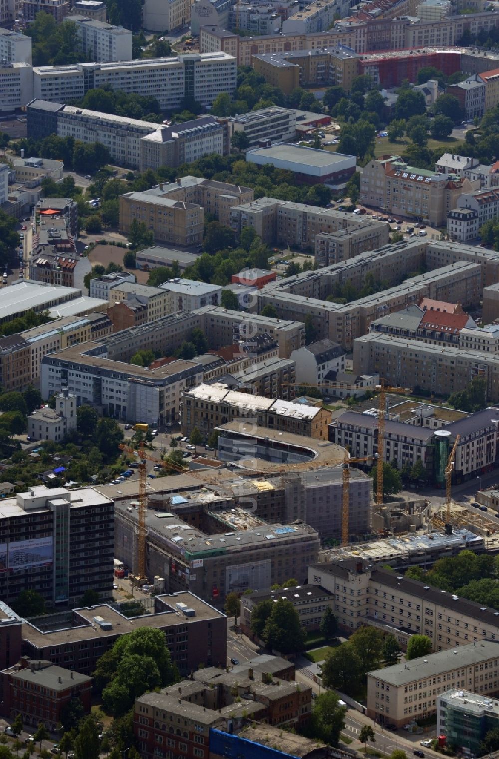 Leipzig von oben - Baustelle des Neubauprojekt LKG Carré in Leipzig im Bundesland Sachsen