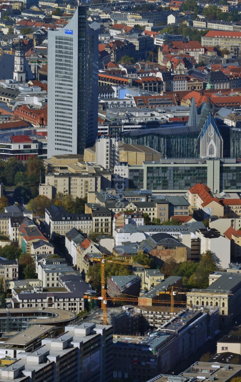 Leipzig von oben - Baustelle des Neubauprojekt LKG Carré in Leipzig im Bundesland Sachsen