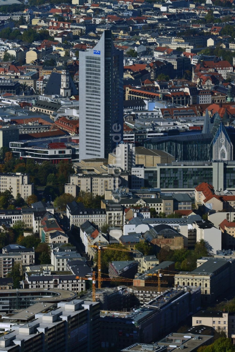 Leipzig aus der Vogelperspektive: Baustelle des Neubauprojekt LKG Carré in Leipzig im Bundesland Sachsen