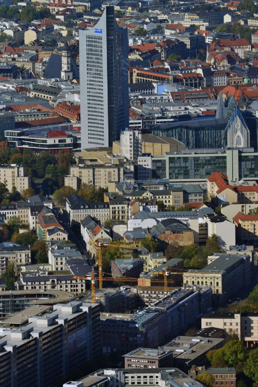 Luftbild Leipzig - Baustelle des Neubauprojekt LKG Carré in Leipzig im Bundesland Sachsen