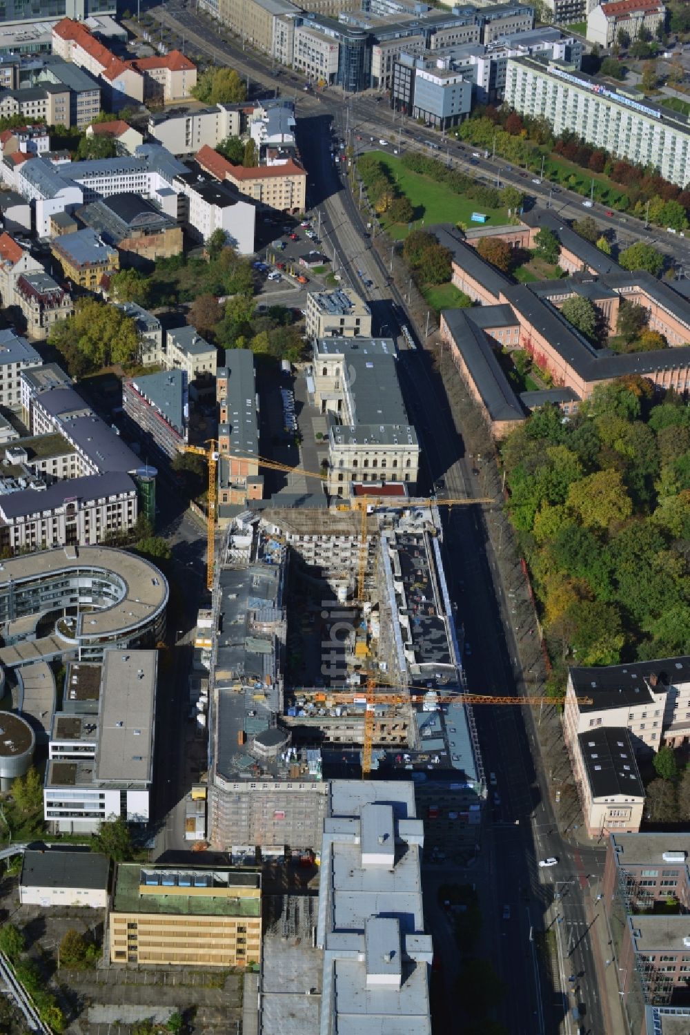 Luftbild Leipzig - Baustelle des Neubauprojekt LKG Carré in Leipzig im Bundesland Sachsen