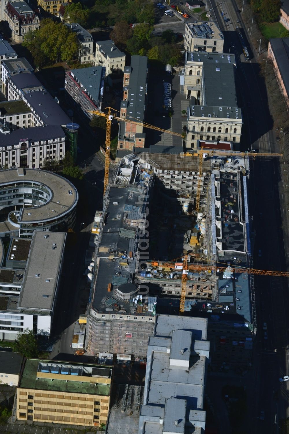 Luftaufnahme Leipzig - Baustelle des Neubauprojekt LKG Carré in Leipzig im Bundesland Sachsen