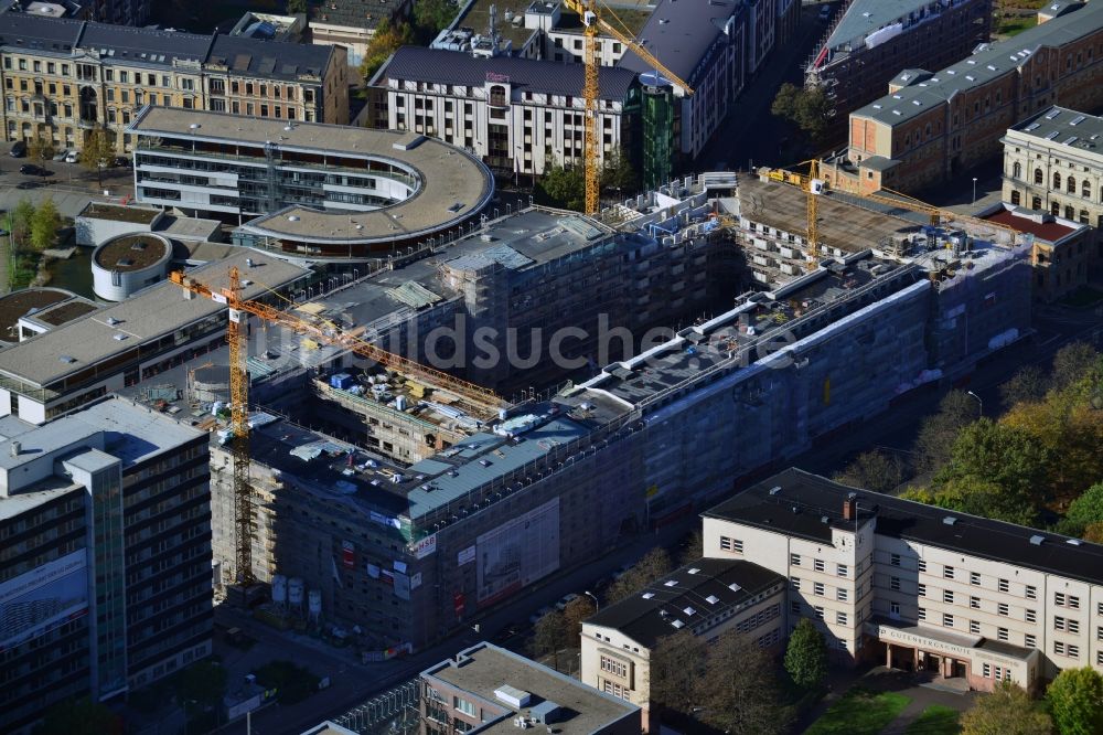 Leipzig aus der Vogelperspektive: Baustelle des Neubauprojekt LKG Carré in Leipzig im Bundesland Sachsen