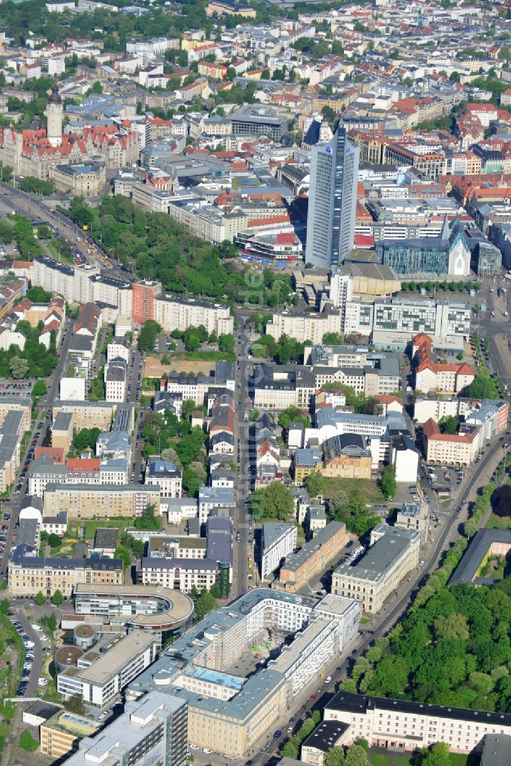 Luftbild Leipzig - Baustelle des Neubauprojekt LKG Carré in Leipzig im Bundesland Sachsen