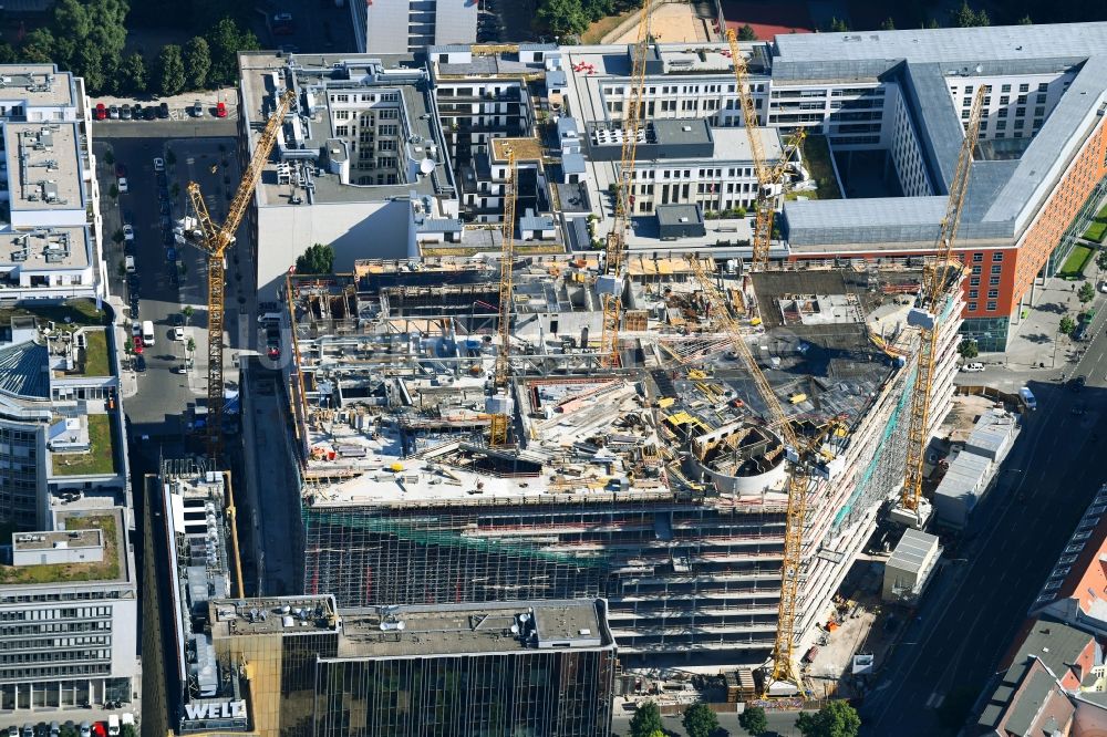 Luftaufnahme Berlin - Baustelle des Neubaus Axel Springer Campus an der Krausenstraße - Schützenstraße in Berlin