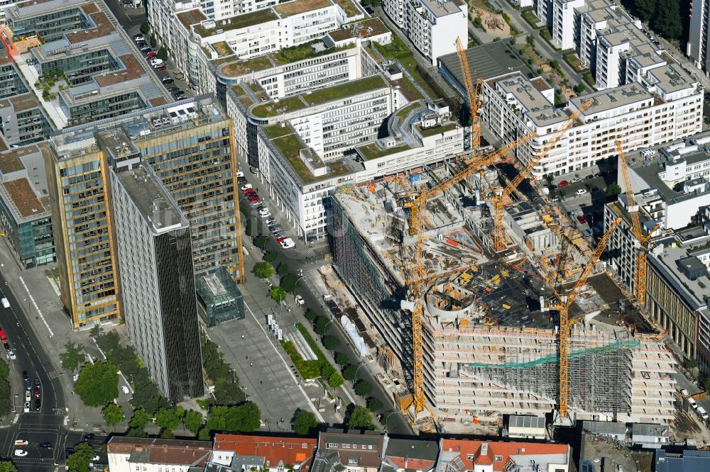 Luftaufnahme Berlin - Baustelle des Neubaus Axel Springer Campus an der Krausenstraße - Schützenstraße in Berlin