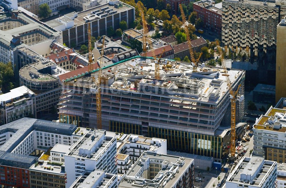 Berlin von oben - Baustelle des Neubaus Axel Springer Campus an der Krausenstraße - Schützenstraße in Berlin