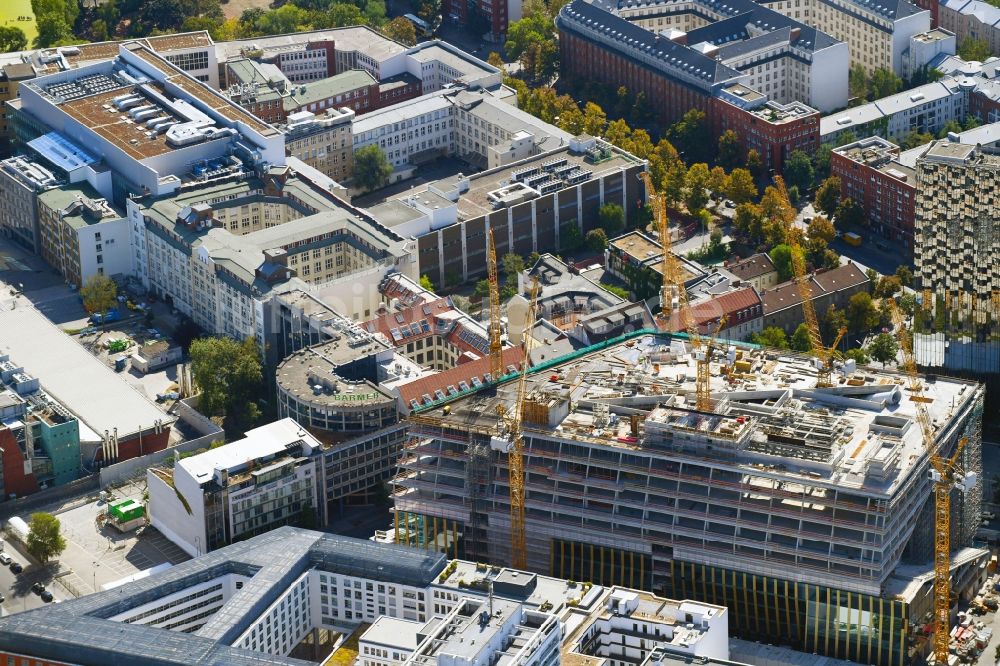 Luftbild Berlin - Baustelle des Neubaus Axel Springer Campus an der Krausenstraße - Schützenstraße in Berlin