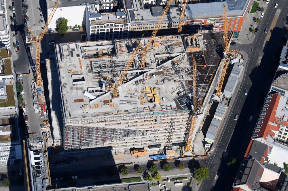 Luftaufnahme Berlin - Baustelle des Neubaus Axel Springer Campus an der Krausenstraße - Schützenstraße in Berlin