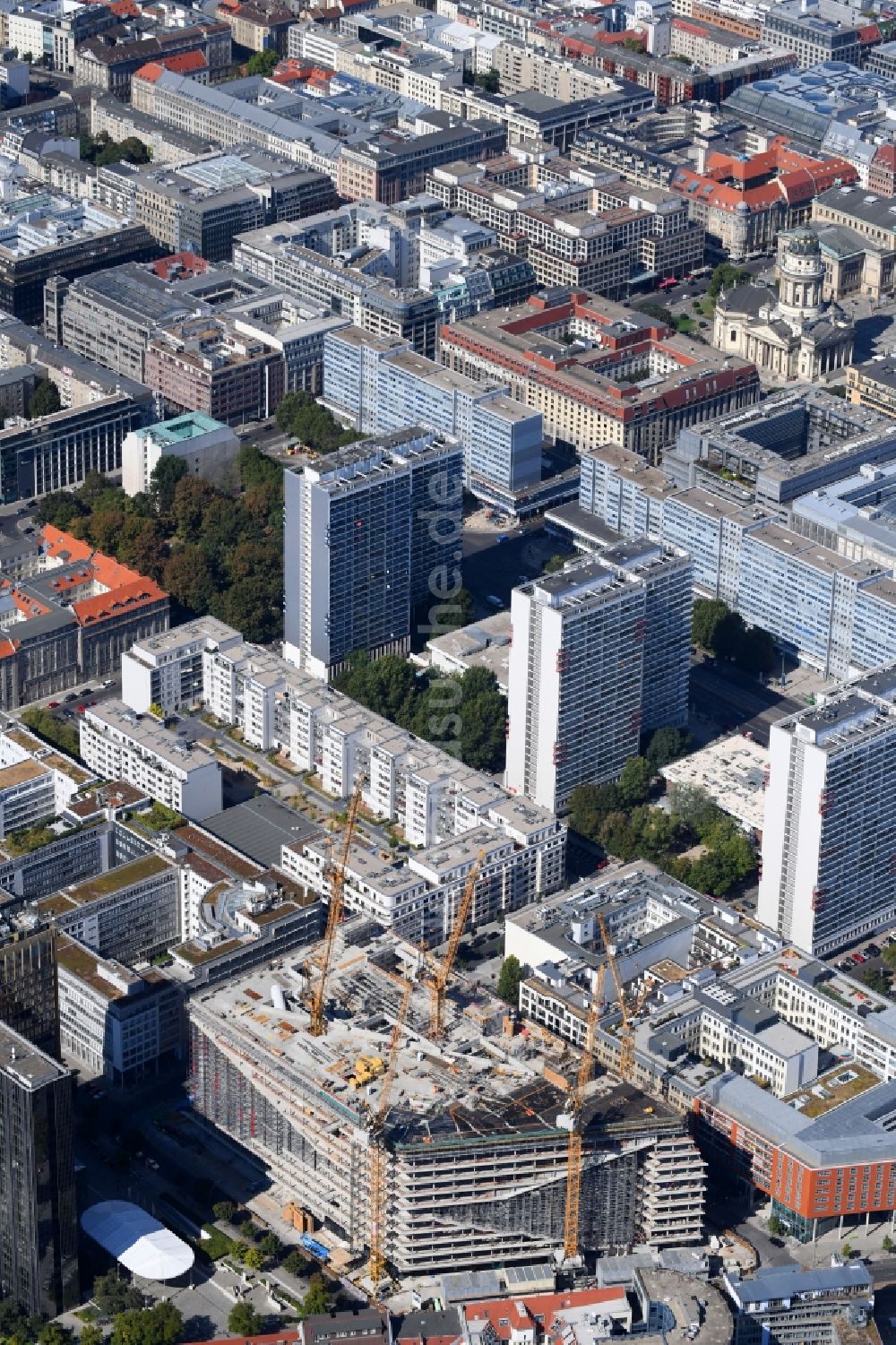 Luftbild Berlin - Baustelle des Neubaus Axel Springer Campus an der Krausenstraße - Schützenstraße in Berlin