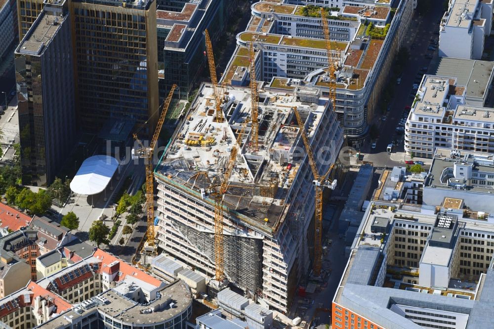 Luftbild Berlin - Baustelle des Neubaus Axel Springer Campus an der Krausenstraße - Schützenstraße in Berlin