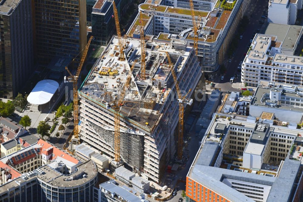 Luftaufnahme Berlin - Baustelle des Neubaus Axel Springer Campus an der Krausenstraße - Schützenstraße in Berlin