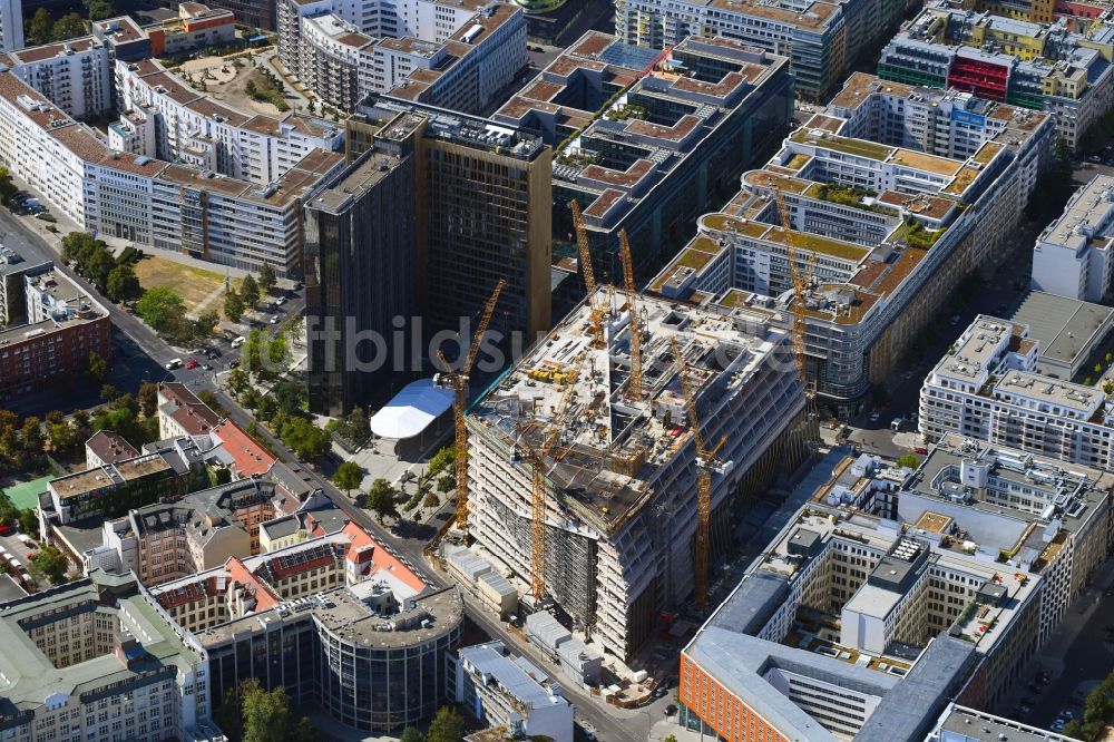 Berlin aus der Vogelperspektive: Baustelle des Neubaus Axel Springer Campus an der Krausenstraße - Schützenstraße in Berlin