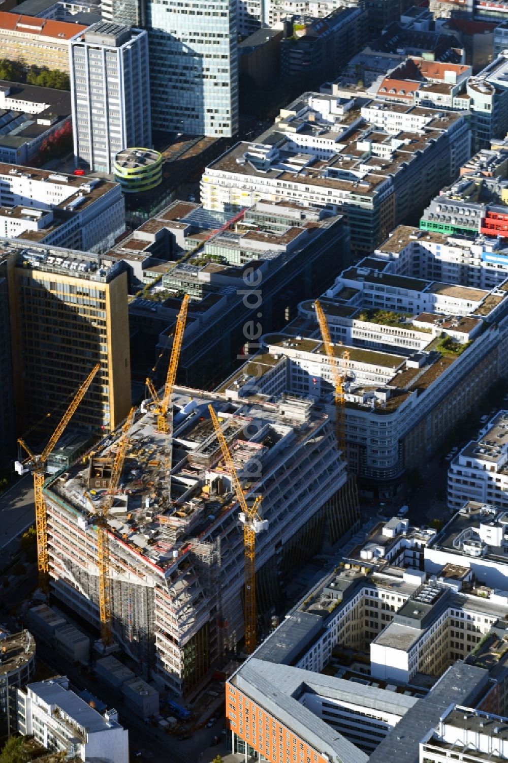 Luftaufnahme Berlin - Baustelle des Neubaus Axel Springer Campus an der Krausenstraße - Schützenstraße in Berlin