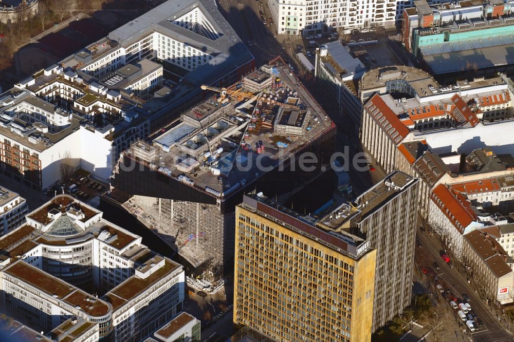 Luftbild Berlin - Baustelle des Neubaus Axel Springer Campus an der Krausenstraße - Schützenstraße in Berlin