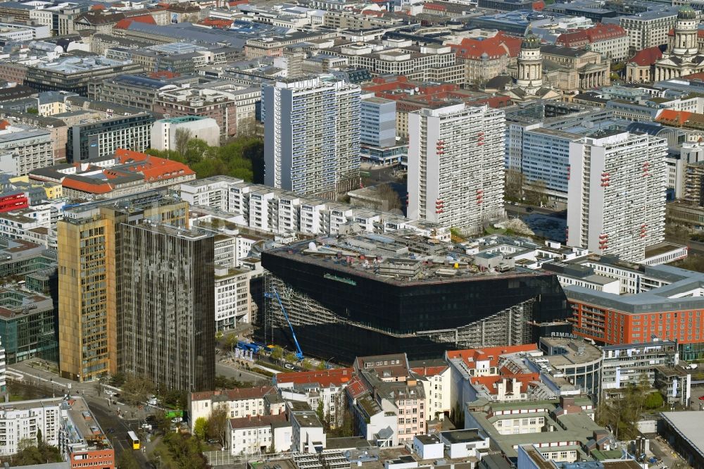 Luftbild Berlin - Baustelle des Neubaus Axel Springer Campus an der Krausenstraße - Schützenstraße in Berlin