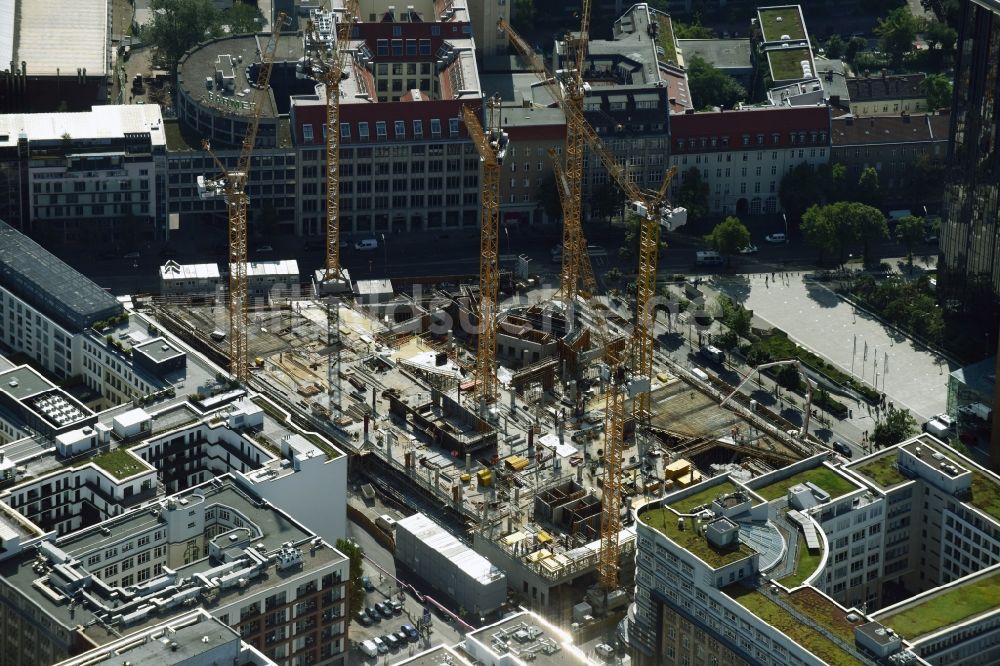 Berlin von oben - Baustelle des Neubaus Axel Springer Campus - OMA an der Krausenstraße - Schützenstraße in Berlin