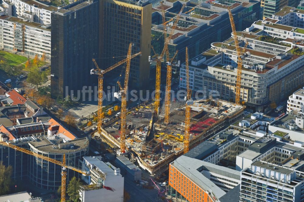 Luftaufnahme Berlin - Baustelle des Neubaus Axel Springer Campus - OMA an der Krausenstraße - Schützenstraße in Berlin